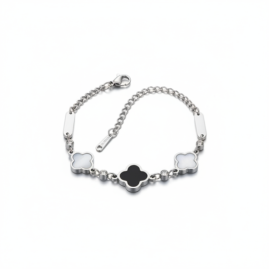 18K Gold Plated Clover Bracelet Gift Box Set - Birthday Gift for Girlfriend Best Friend - Tarnish Free Mother of Pearl Enamel Bracelet