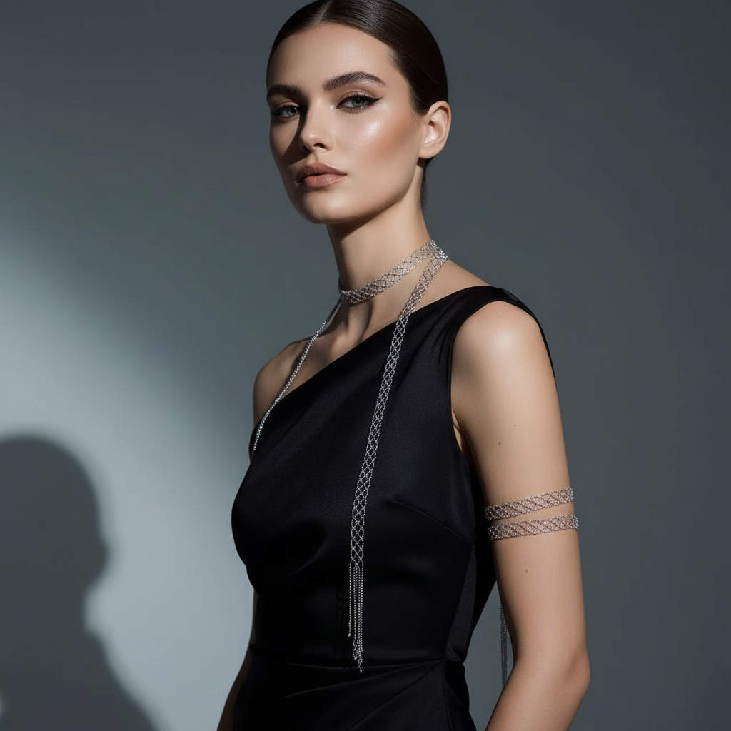 Silver Plated Braided Lariat Necklace - Multi-Strand Tassel Necklace