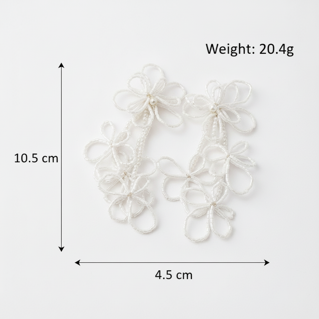 Handmade Beaded Flower Dangle Earrings for Women, White Long Drop Floral Statement Earrings, Lightweight Seed Bead Boho Jewelry for Parties, Weddings & Daily Wear