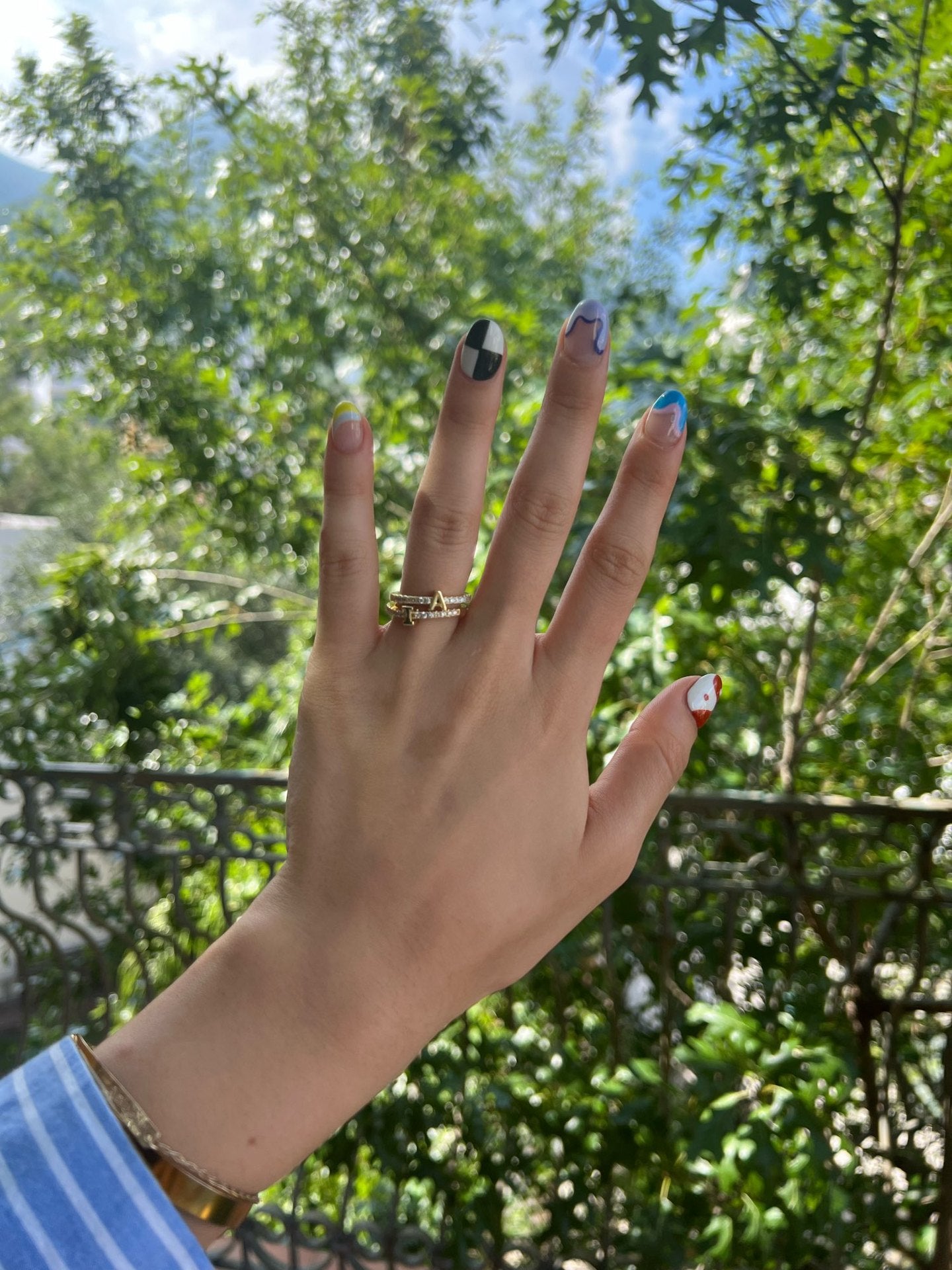 Adjustable Initial Ring for Women, Dainty Letter Ring with Cubic Zirconia, Gold Plated Open Band Ring, Personalized Jewelry Gift for Her