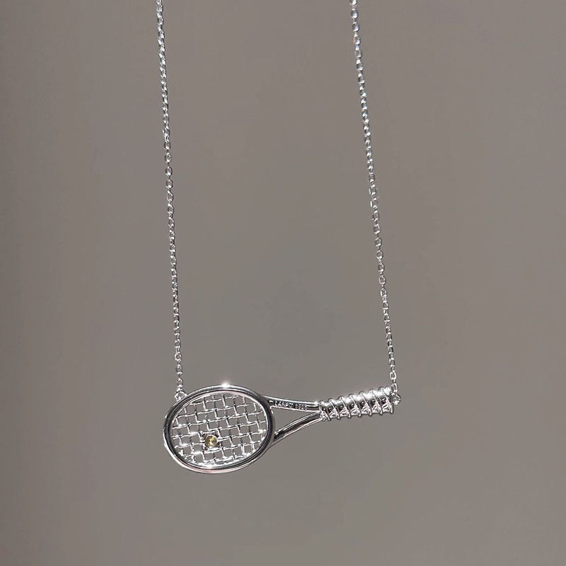 Tennis Racket Necklace & Bracelet Set - Crystal Sports Jewelry