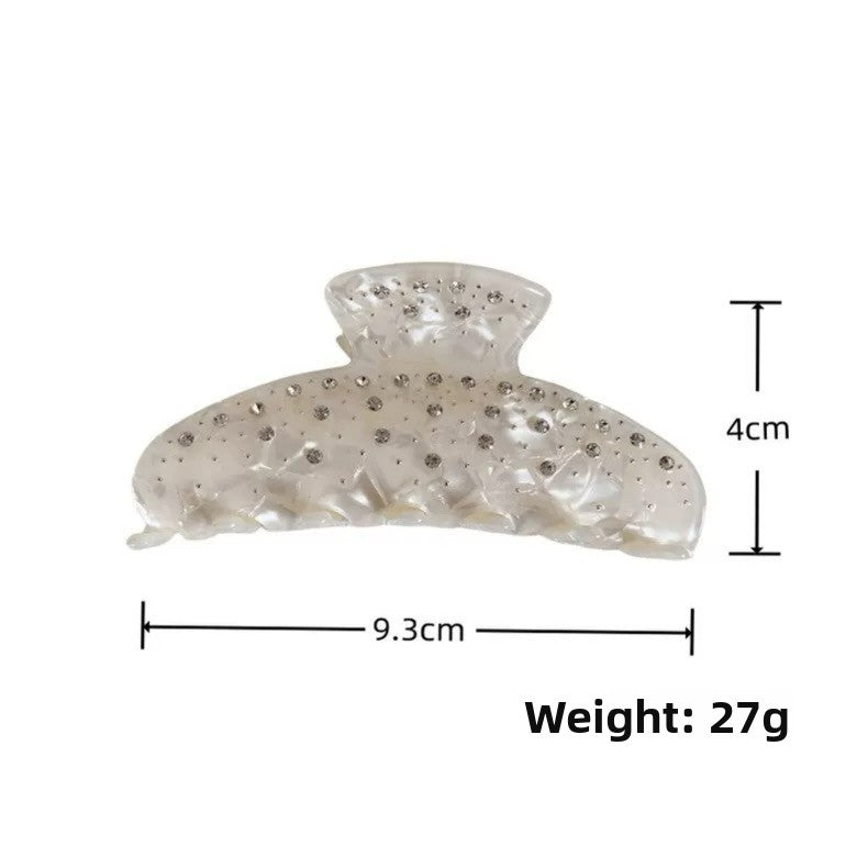 Acetate Rhinestone Hair Claw - Pearl White Hair Clip