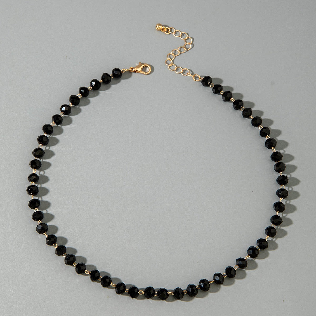 Black Beaded Choker Necklace - Elegant Collar