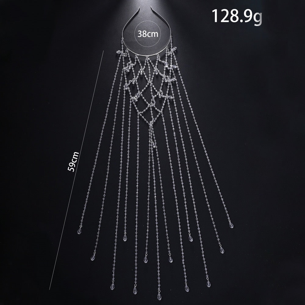 Crystal Cascading Hair Chain Headband - Wedding Party Hair Accessory Headpiece