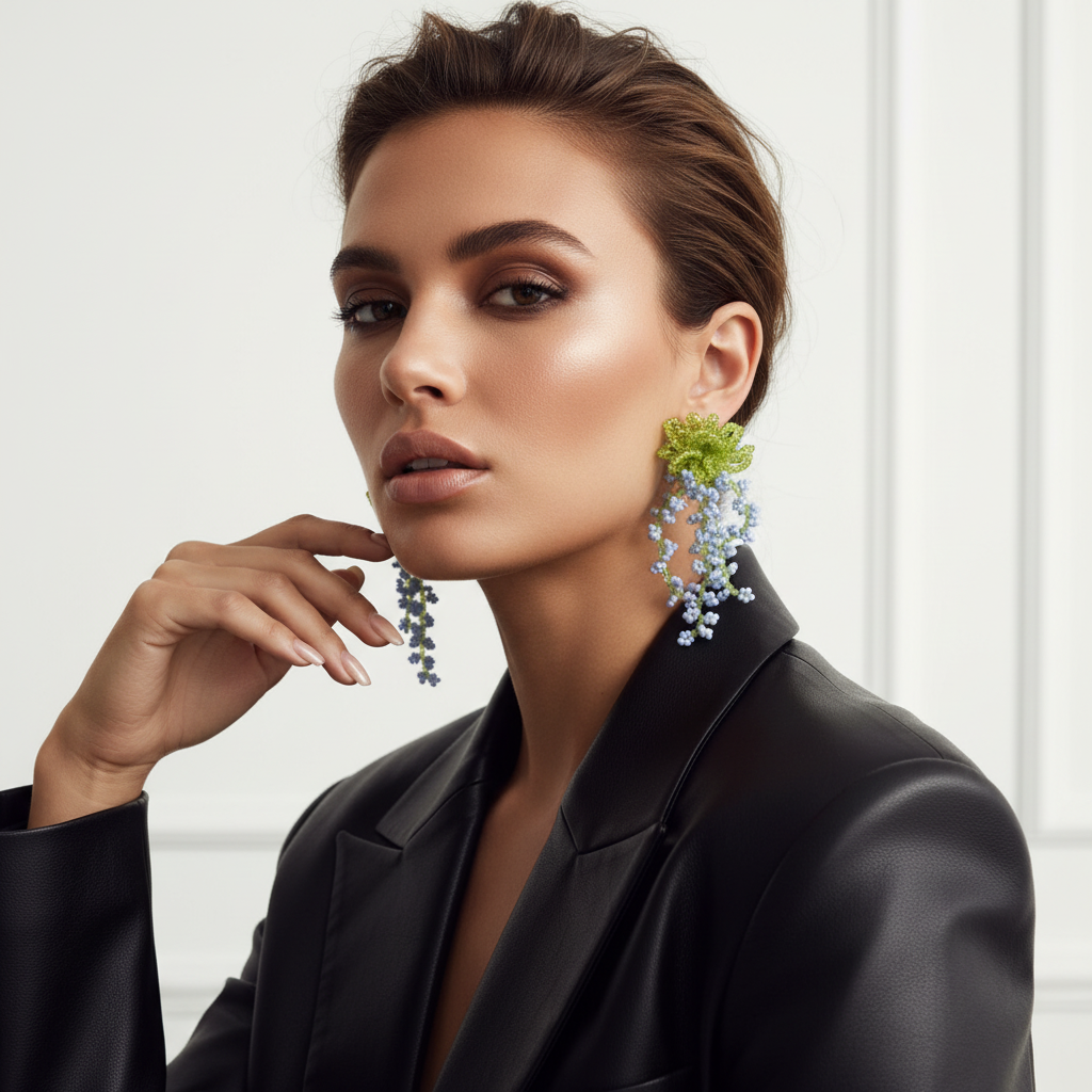 Handmade Beaded Flower Earrings