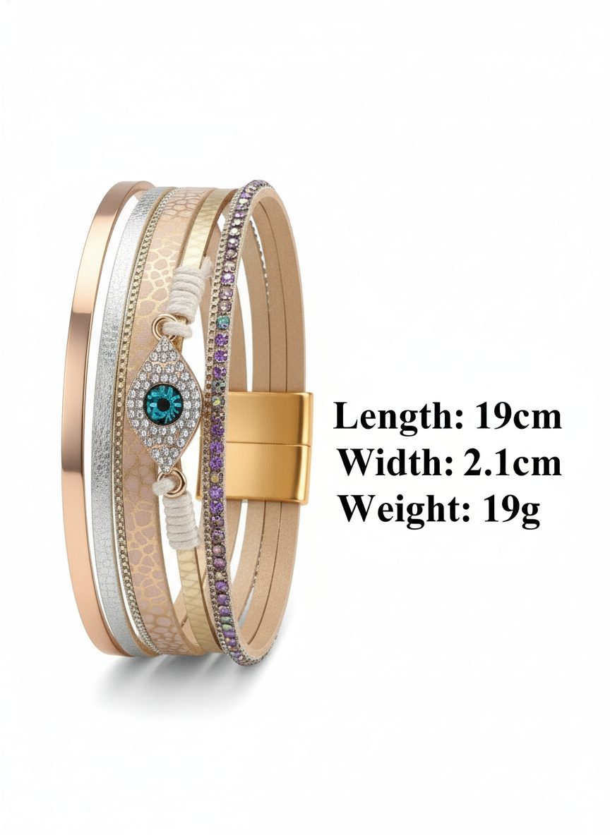 Multi-Strand Magnetic Leather Bracelet