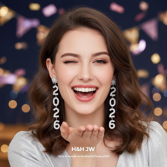 2026 New Year Crystal Number Earrings Snowflake Statement Jewelry