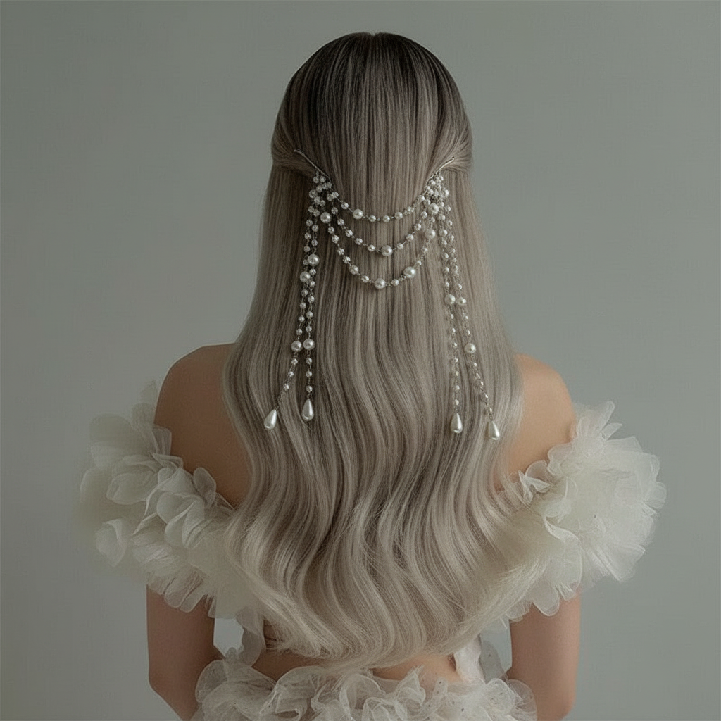 Pearl Cascading Hair Chain - Wedding & Party Hair Accessory
