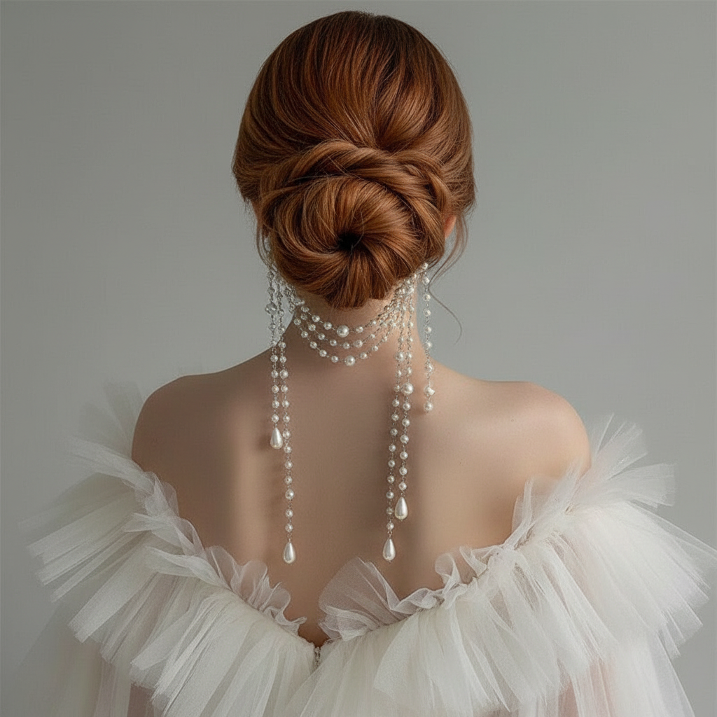 Pearl Cascading Hair Chain - Wedding & Party Hair Accessory