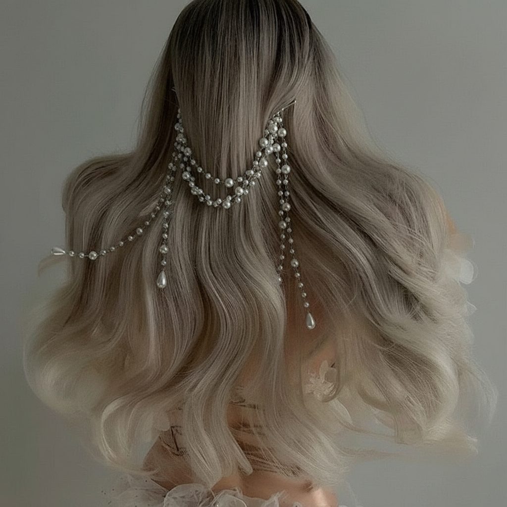 Pearl Cascading Hair Chain - Wedding & Party Hair Accessory