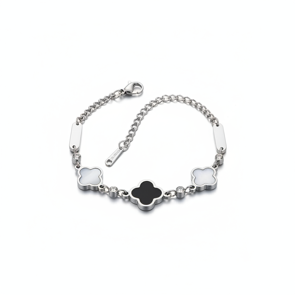 18K Gold Plated Clover Bracelet Gift Box Set - Birthday Gift for Girlfriend Best Friend - Tarnish Free Mother of Pearl Enamel Bracelet