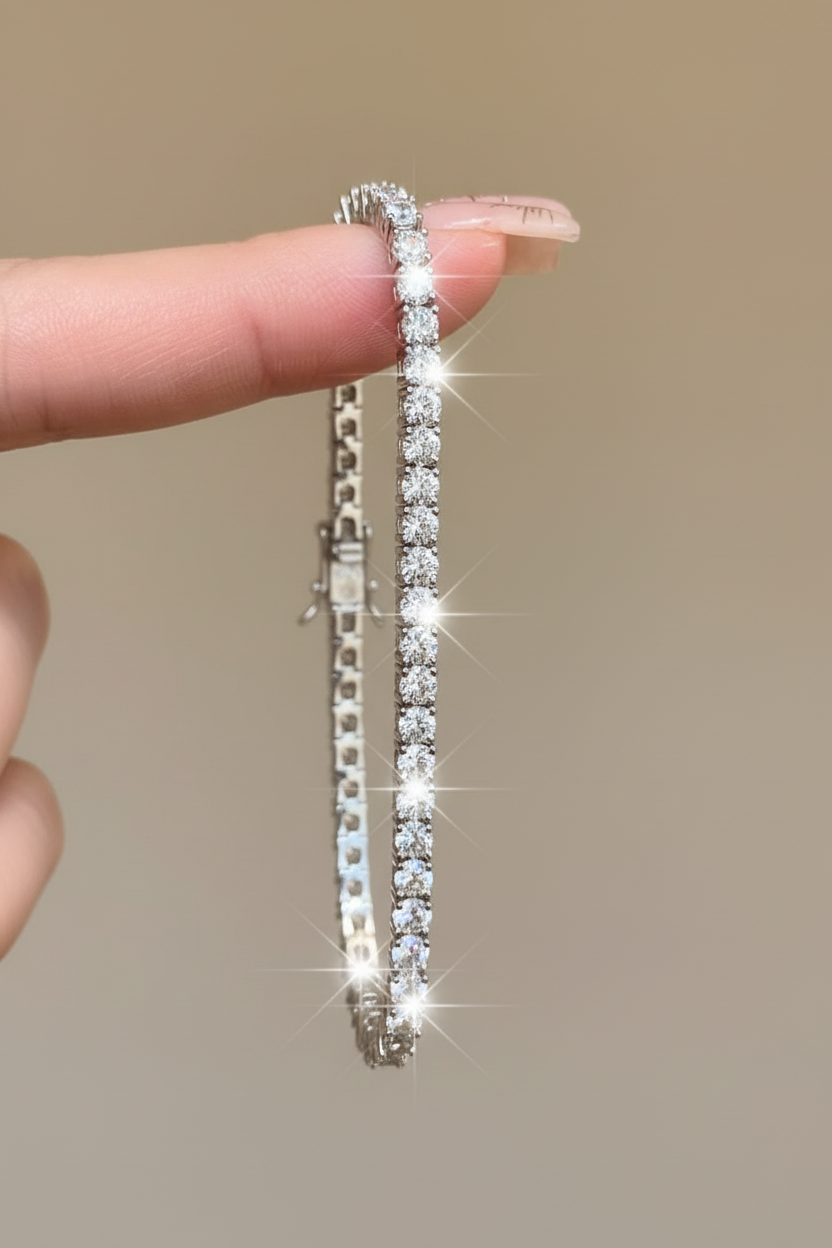 18K Gold Plated Tennis Bracelet - Sparkling Zirconia Diamond Bracelet | 2mm 3mm 4mm Width Options