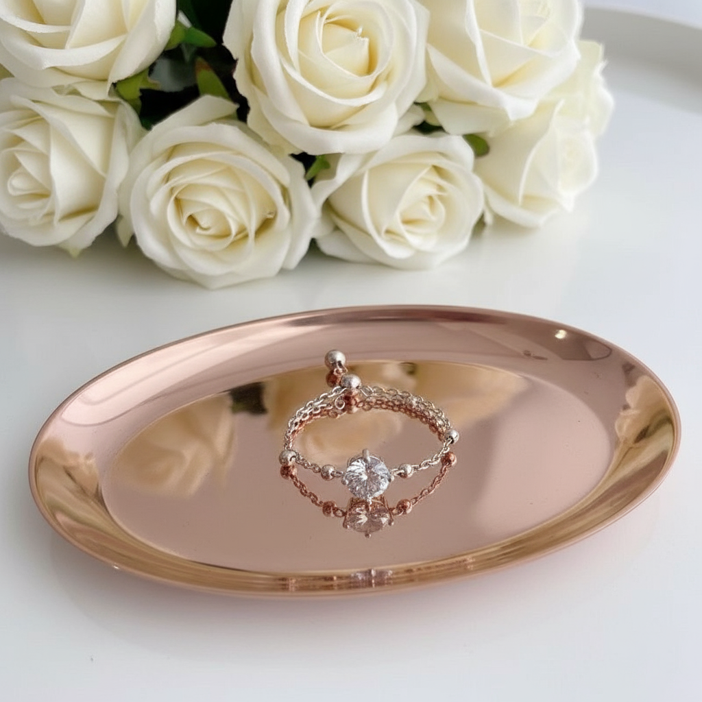 💎 Adjustable Moissanite Chain Ring | Round/Oval Cut Ring