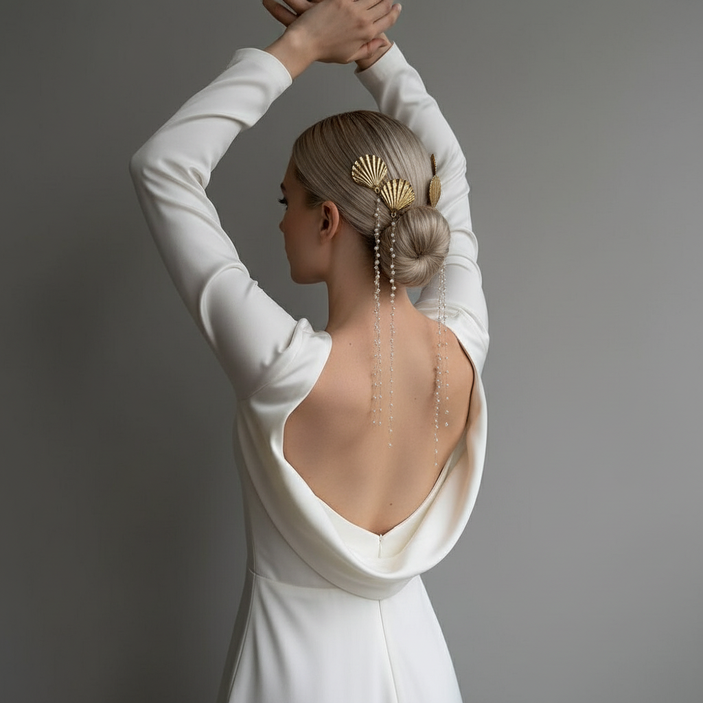 Gold Shell Crystal Hair Accessory