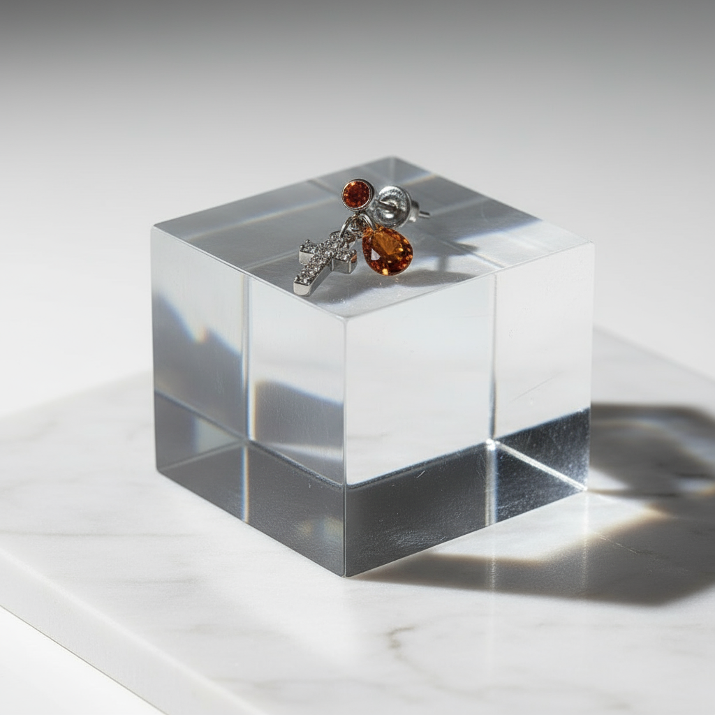 Colorful CZ Cross Earrings - Gold Plated Dangle Stud Earrings for Women Multi Piercing Jewelry Set