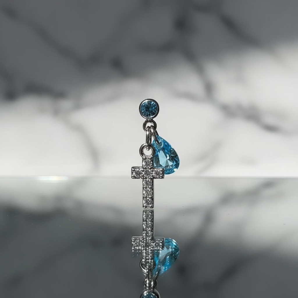 Colorful CZ Cross Earrings - Gold Plated Dangle Stud Earrings for Women Multi Piercing Jewelry Set