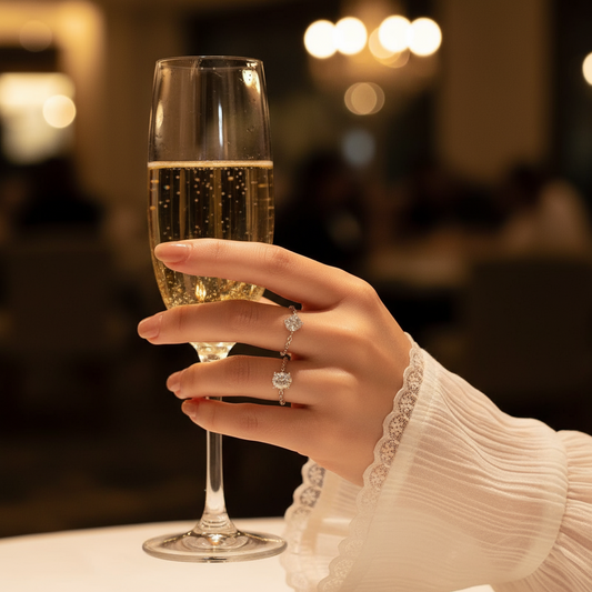 💎 Adjustable Moissanite Chain Ring | Round/Oval Cut Ring