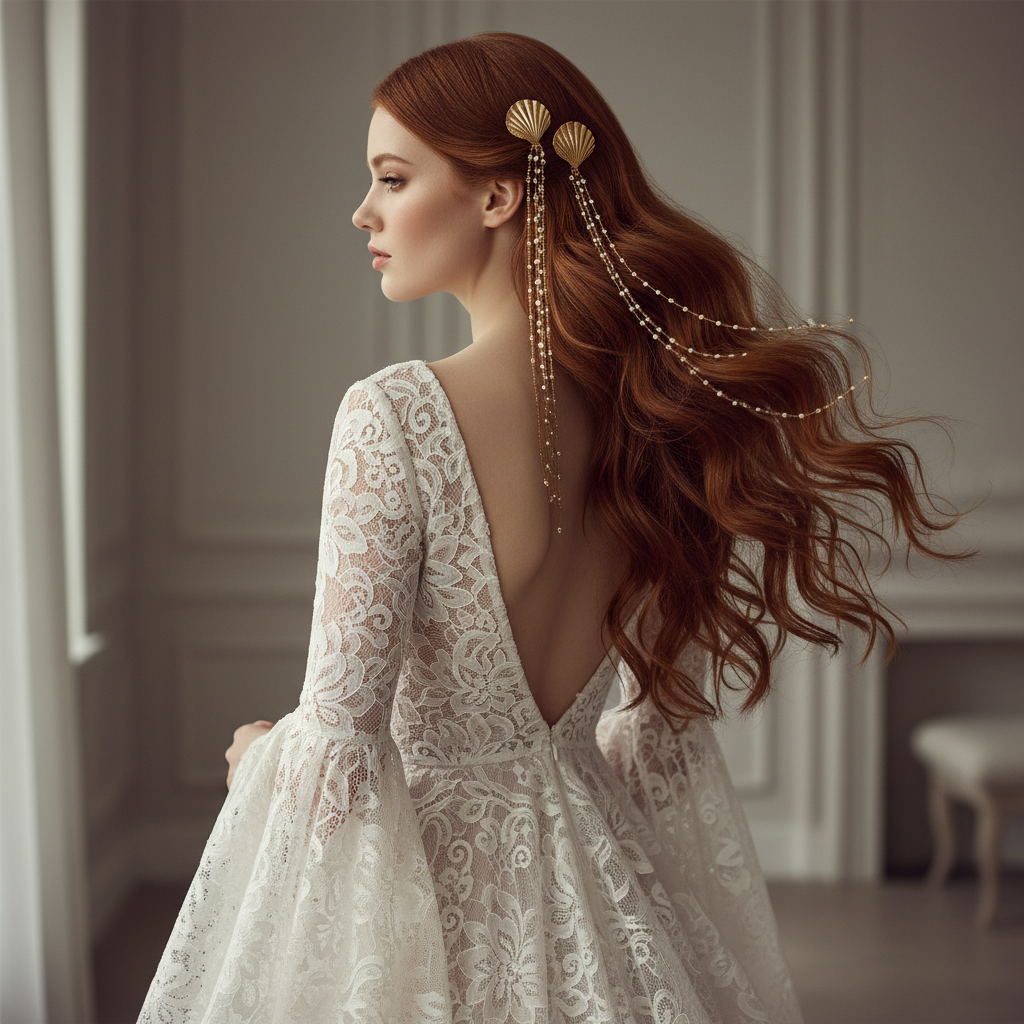 Gold Shell Crystal Hair Accessory