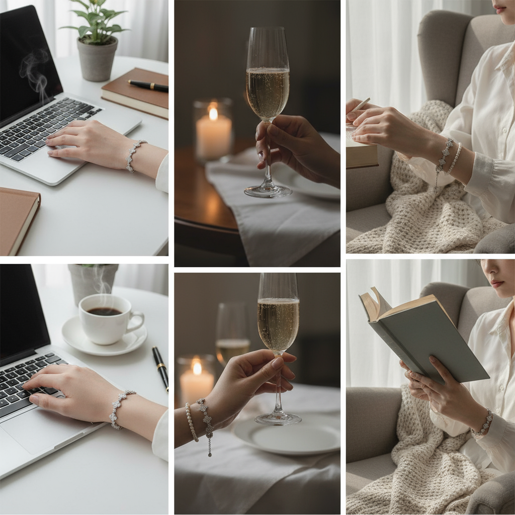 Luxury Silver Clover Bracelet with Zirconia - Elegant Gift Box Included