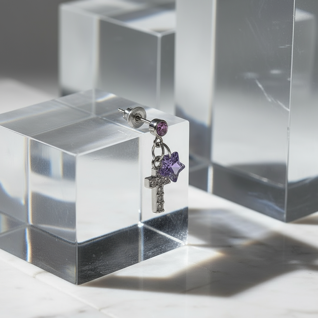 Colorful CZ Cross Earrings - Gold Plated Dangle Stud Earrings for Women Multi Piercing Jewelry Set