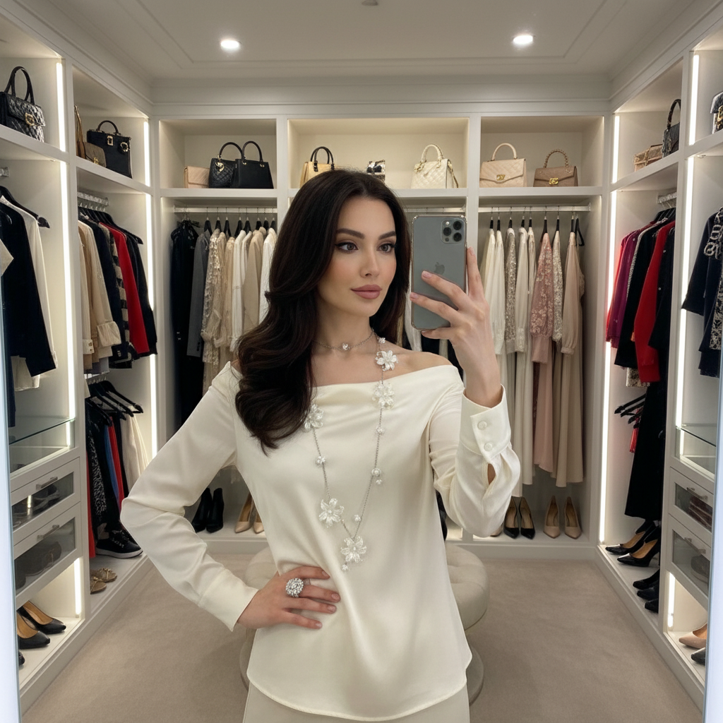 Silver Plated Flower Pearl Necklace Waist Chain Gift Box - Birthday Gift for Girlfriend Best Friend