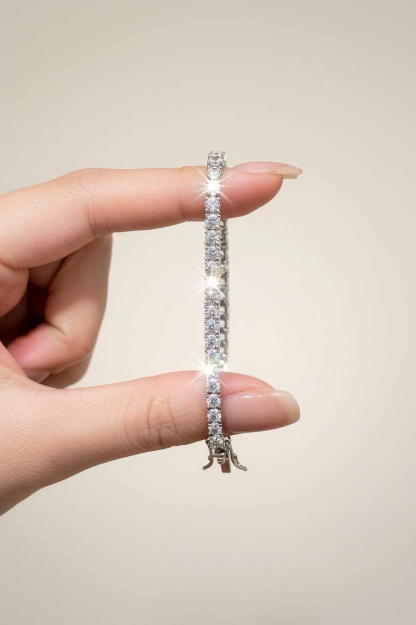 18K Gold Plated Tennis Bracelet - Sparkling Zirconia Diamond Bracelet | 2mm 3mm 4mm Width Options