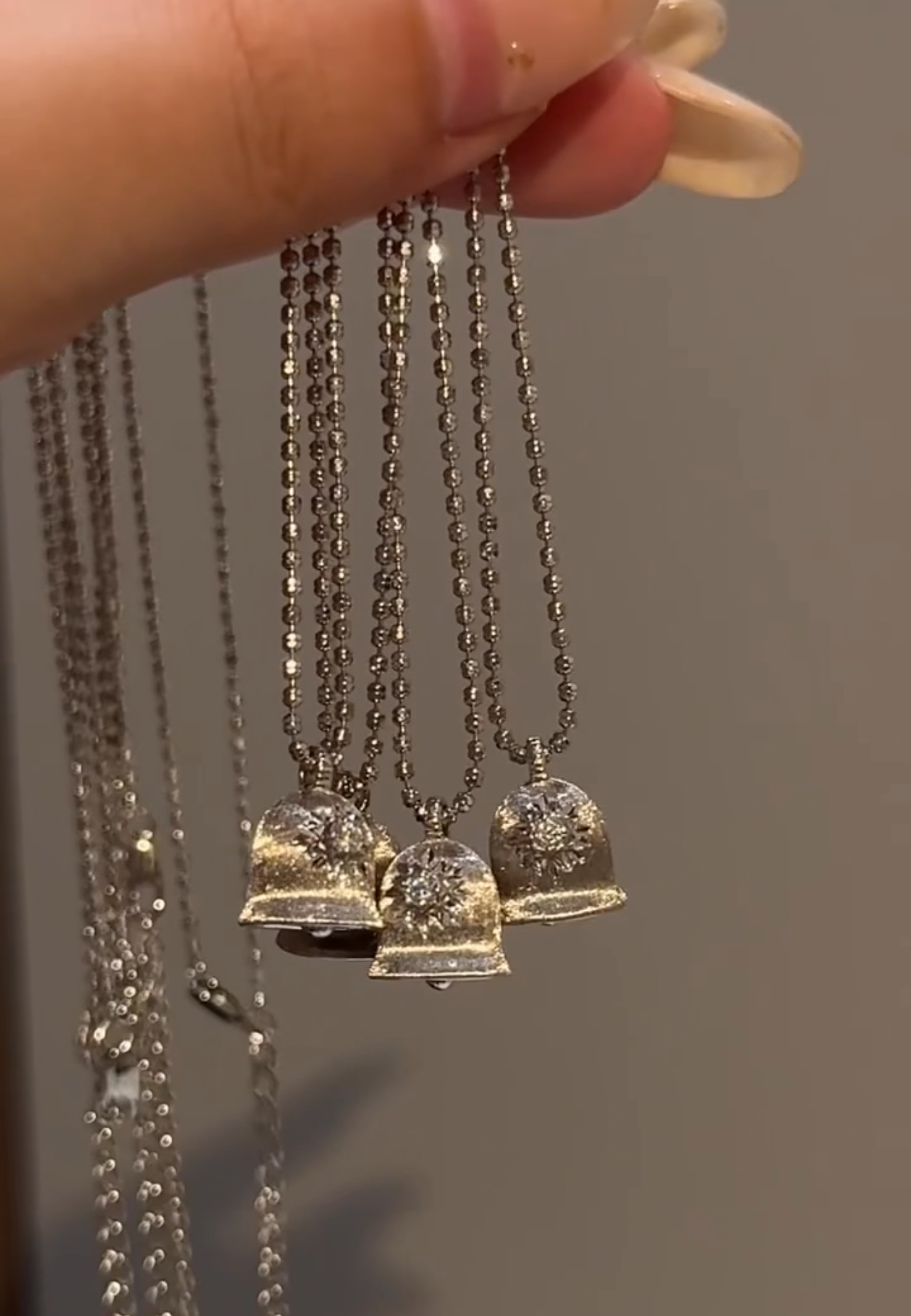 Wish Bell Pendant Necklace Lucky Charm Italian Craft  Women Jewelry