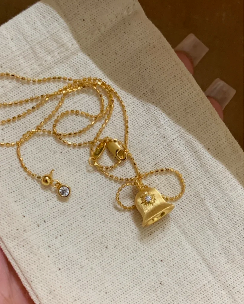 Wish Bell Pendant Necklace Lucky Charm Italian Craft  Women Jewelry