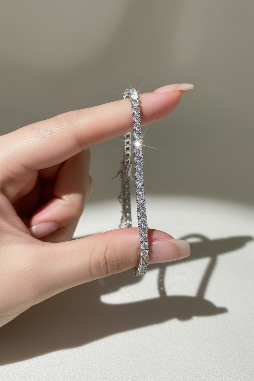 18K Gold Plated Tennis Bracelet - Sparkling Zirconia Diamond Bracelet | 2mm 3mm 4mm Width Options