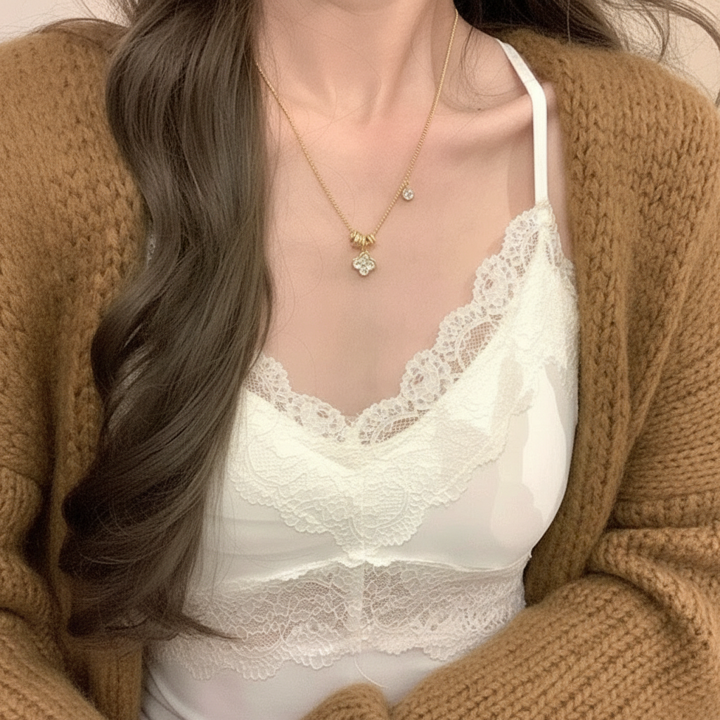 Gold Clover Necklace for Women with Gift Box - Delicate Crystal Pendant Necklace Lucky Charm Jewelry Birthday Gifts