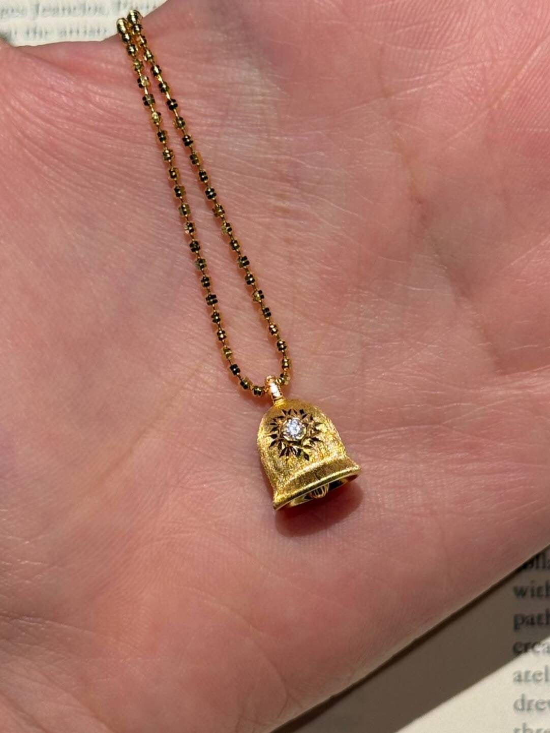 Wish Bell Pendant Necklace Lucky Charm Italian Craft  Women Jewelry