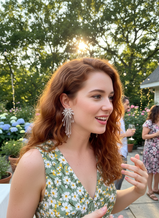 Handmade Firework Tassel Earrings - 925 Silver Posts