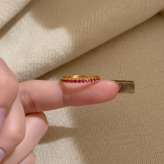 Enchanting Pink-Purple Gemstone Eternity Ring - Gold Plated