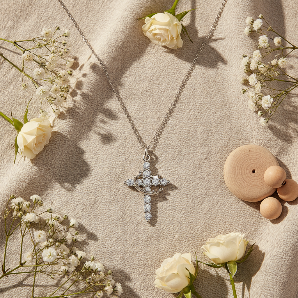 自然风格银色十字架