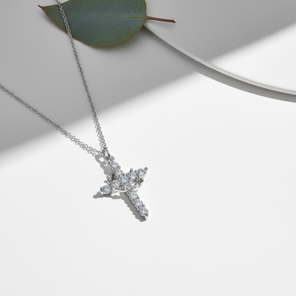 极简风格银色十字架