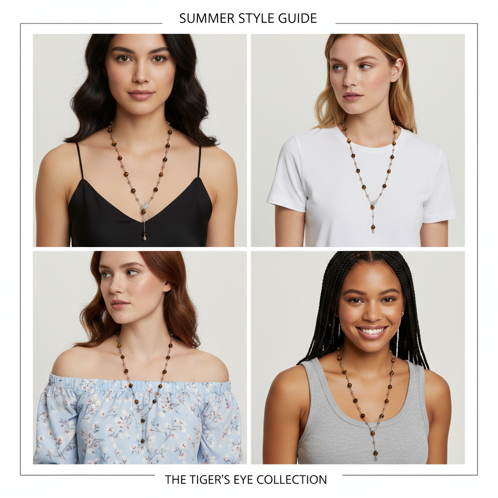 虎眼石项链夏日穿搭搭配海报
