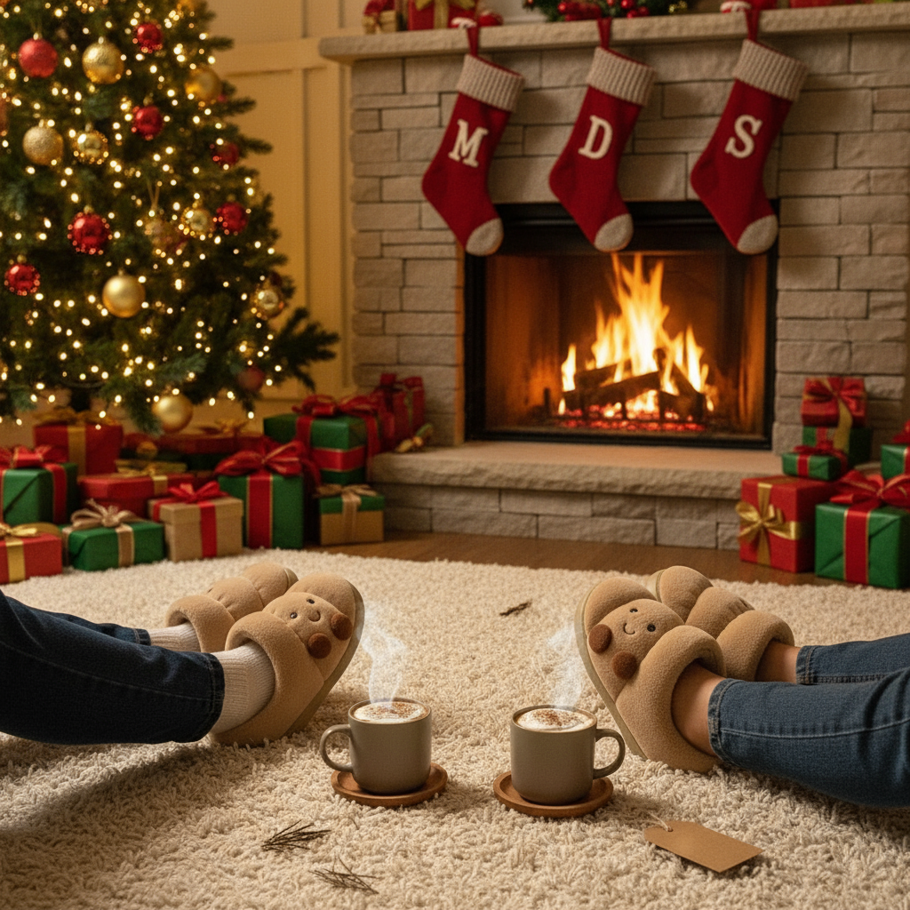 圣诞壁炉家庭时刻