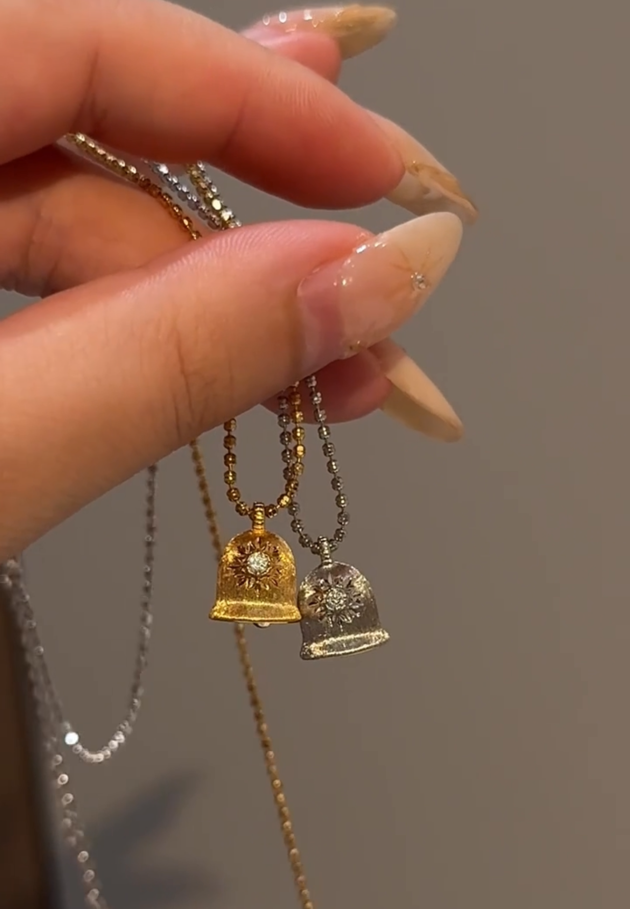 Wish Bell Pendant Necklace Lucky Charm Italian Craft  Women Jewelry