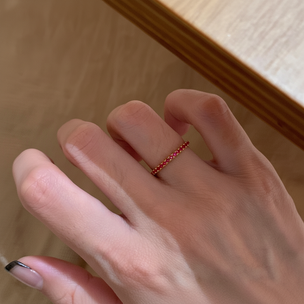 Enchanting Pink-Purple Gemstone Eternity Ring - Gold Plated