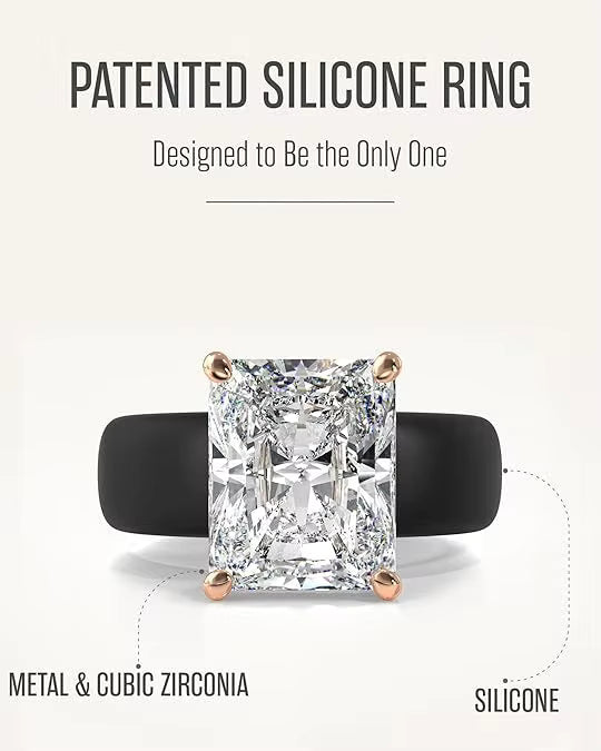 Silicone Wedding Ring Women Men Diamond Bling Stackable Flexible Workout Sports Waterproof