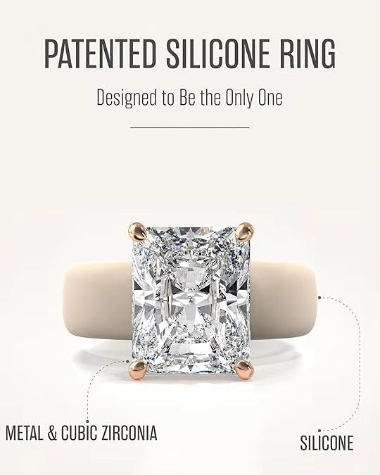 Silicone Wedding Ring Women Men Diamond Bling Stackable Flexible Workout Sports Waterproof