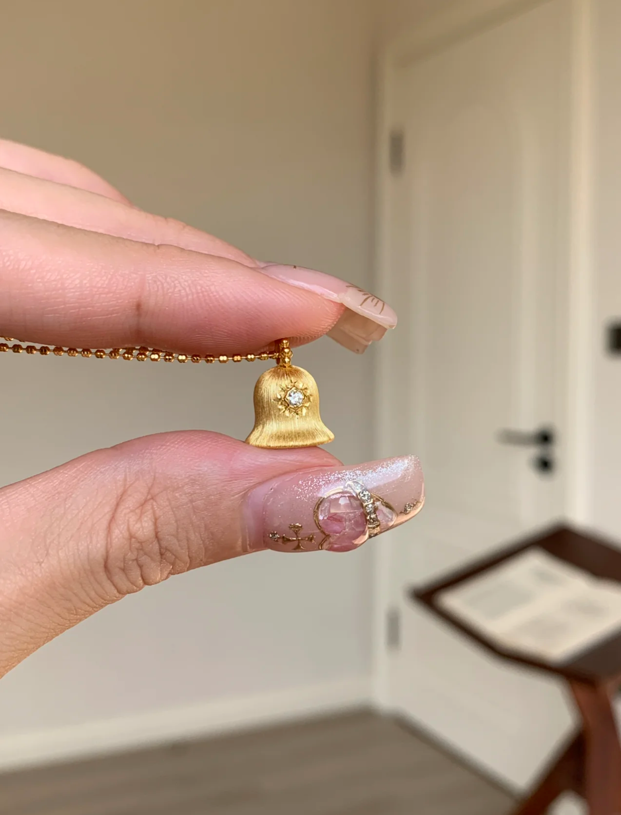 Wish Bell Pendant Necklace Lucky Charm Italian Craft  Women Jewelry