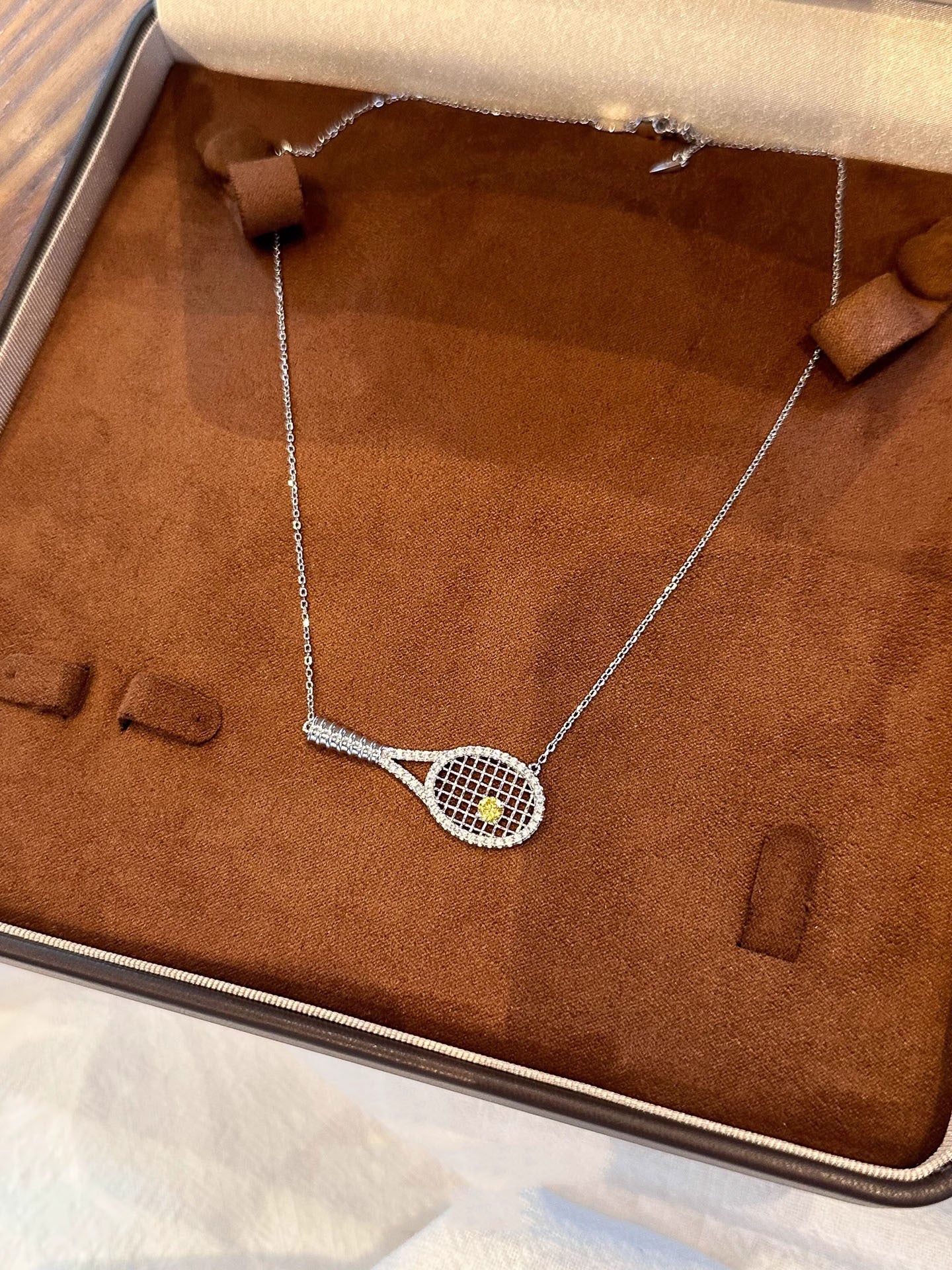 Tennis Racket Necklace & Bracelet Set - Crystal Sports Jewelry