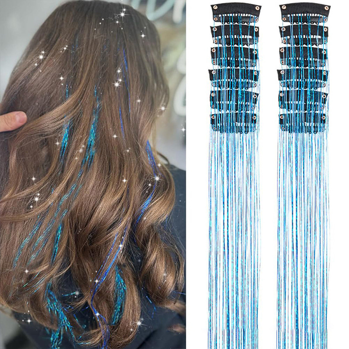 Holographic Glitter Hair Tinsel - Multiple Colors Available (12-Pack)