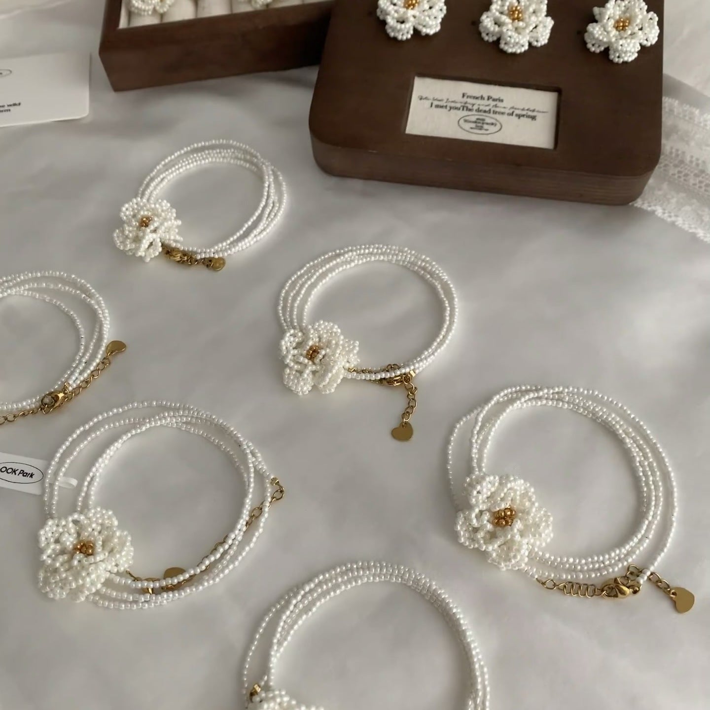 French Handmade Beaded Flower Jewelry