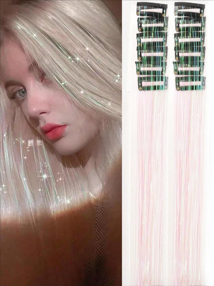 Holographic Glitter Hair Tinsel - Multiple Colors Available (12-Pack)