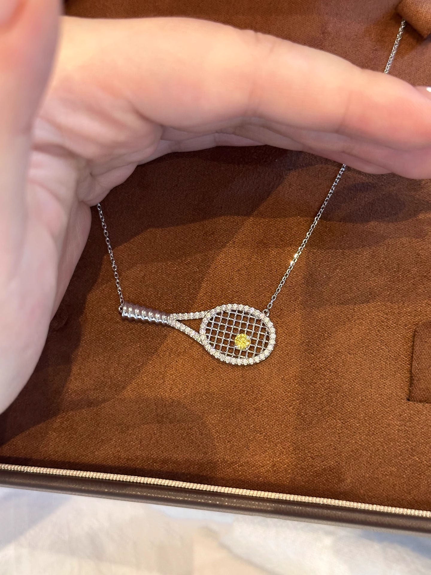 Tennis Racket Necklace & Bracelet Set - Crystal Sports Jewelry