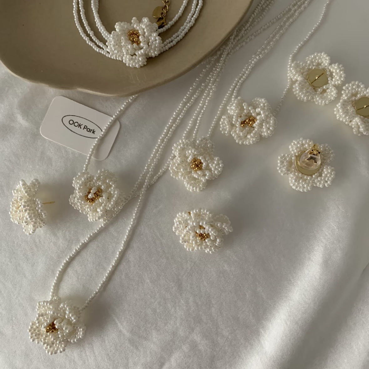 French Handmade Beaded Flower Jewelry