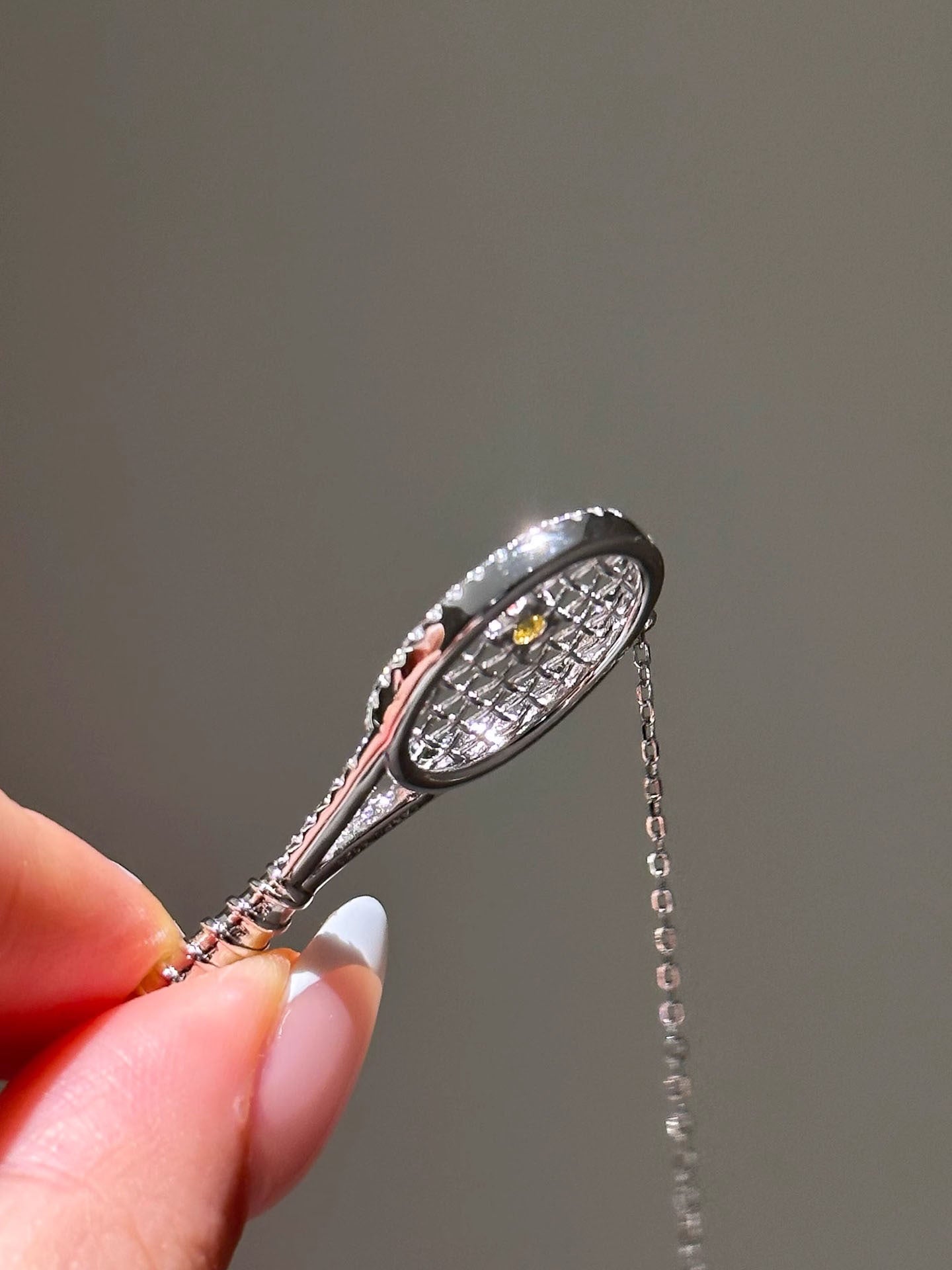 Tennis Racket Necklace & Bracelet Set - Crystal Sports Jewelry