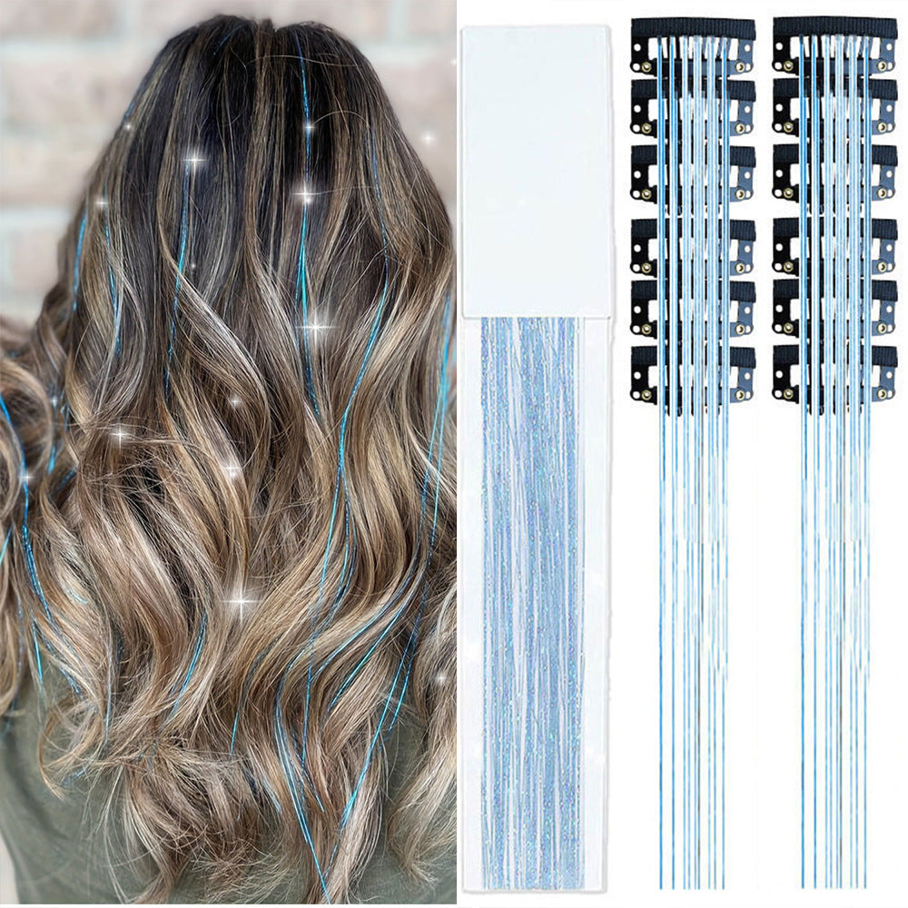 Holographic Glitter Hair Tinsel - Multiple Colors Available (12-Pack)